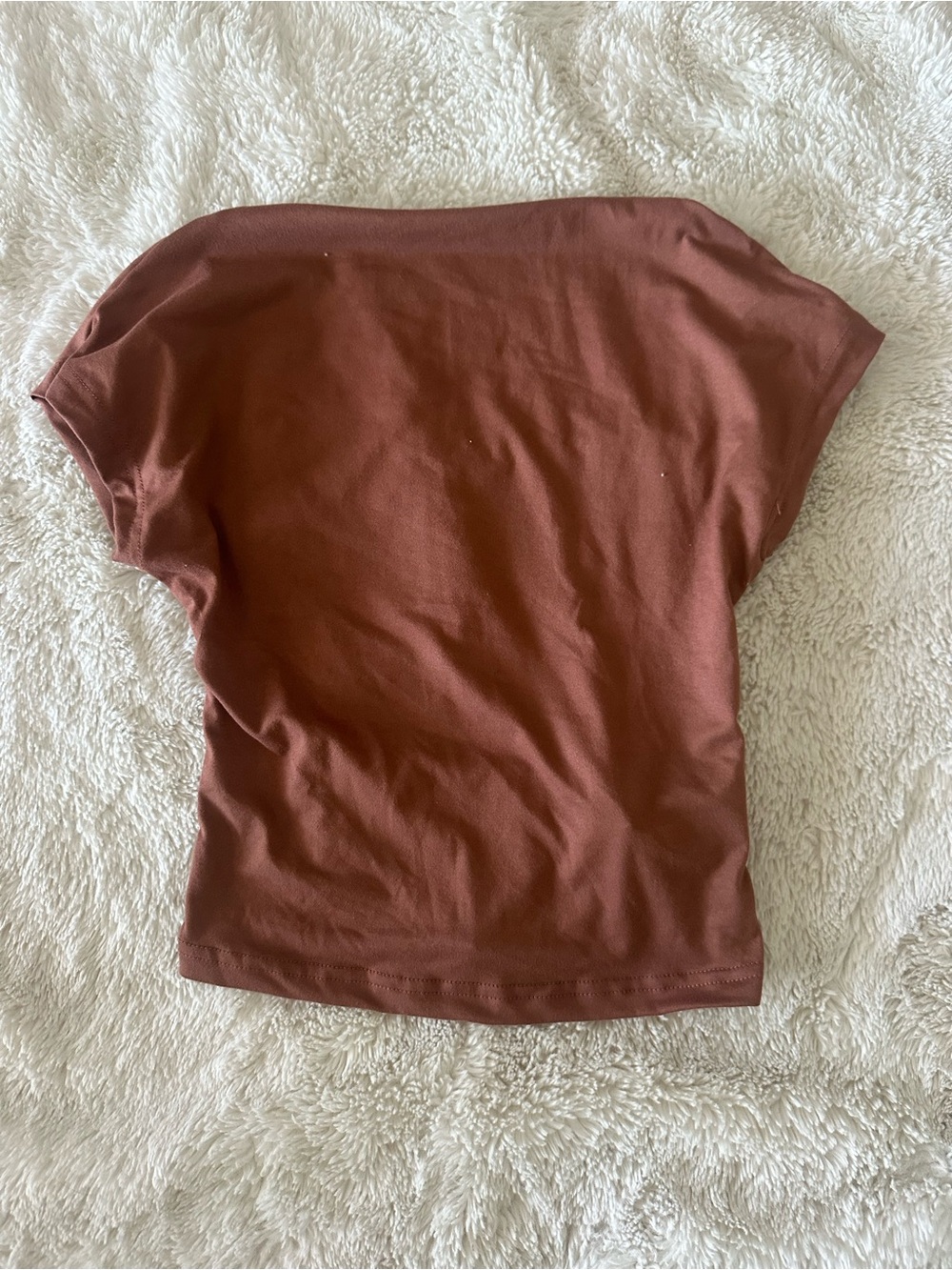 SHEIN Rust Brown Off-Shoulder Short Sleeve Top
